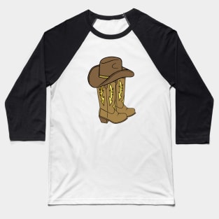 COWGIRL Western Cowboy Boots Brown Gold - Rodeo Art Baseball T-Shirt